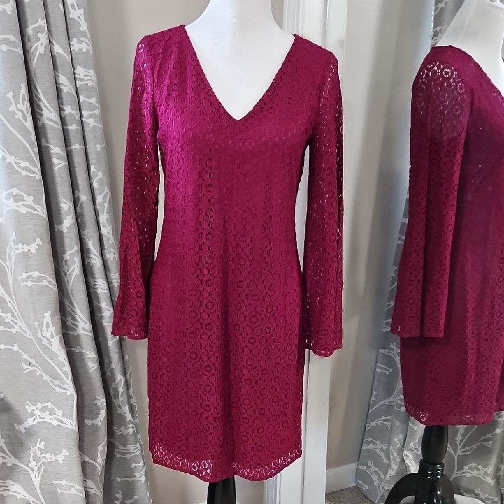Banana Republic Lace Fluted-Sleeve Shift Dress